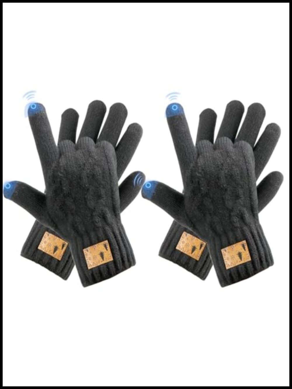 2 Pairs Winter Gloves Touchscreen Wool Knit Thermal Warm Cold Weather